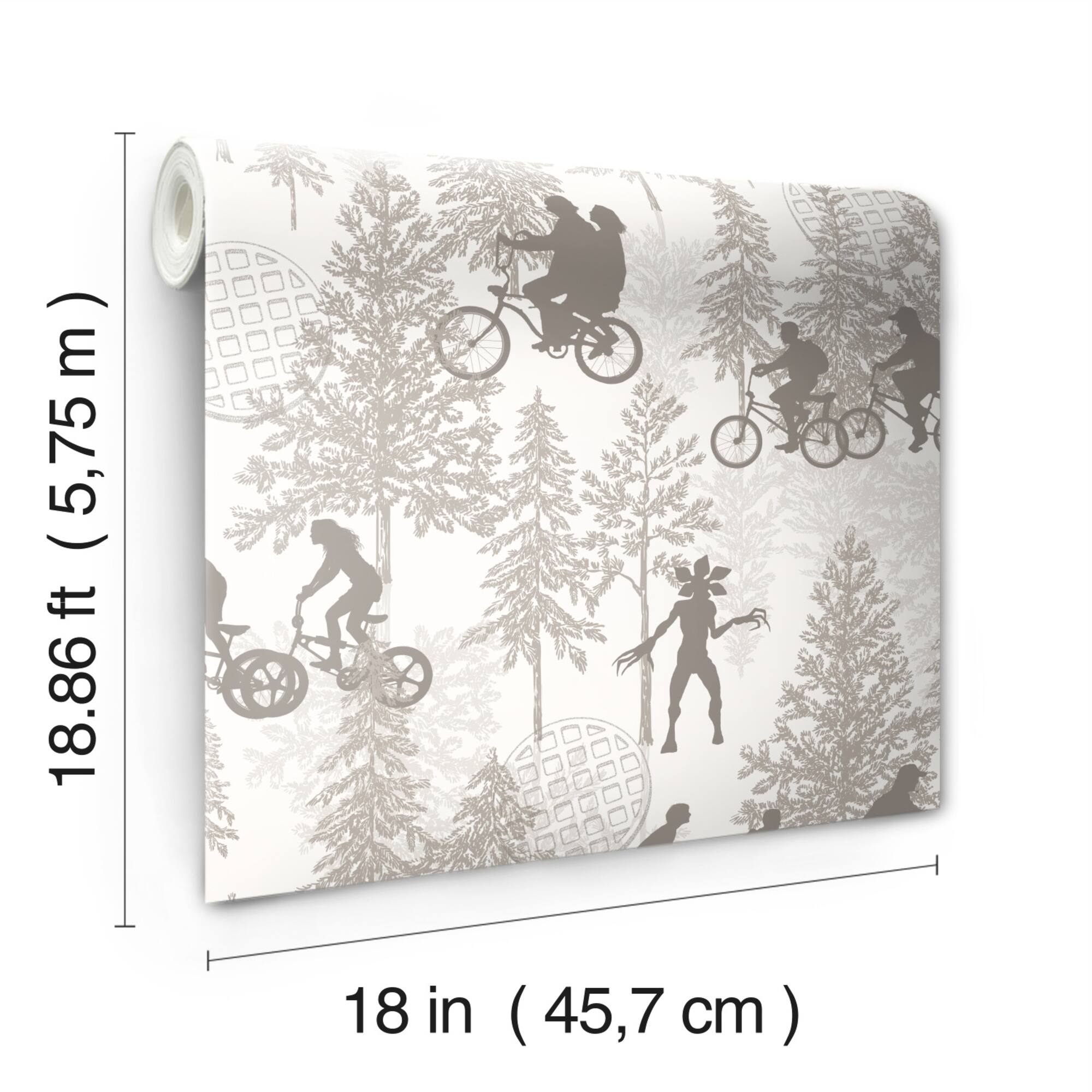 RoomMates Netflix Stranger Things Hawkins Woods Taupe Peel & Stick Wallpaper